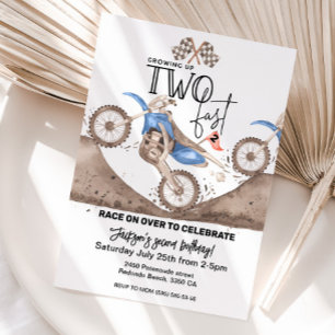 Att växa upp TVÅ FORT Blå Dirt Bike 2-årsdag  Inbjudningar