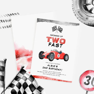 Att växa upp TVÅ snabbt Liten Racer 2-årsdag Inbjudningar