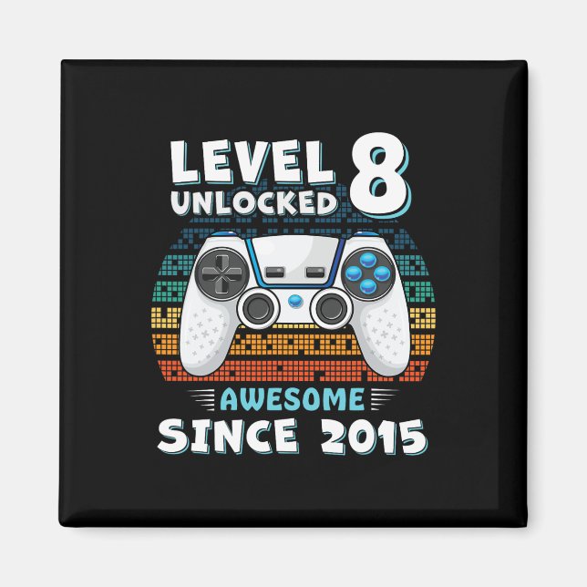 Åtta 8 års dagars son Boy Funny Gamer 8 år gammal Magnet (Framsidan)
