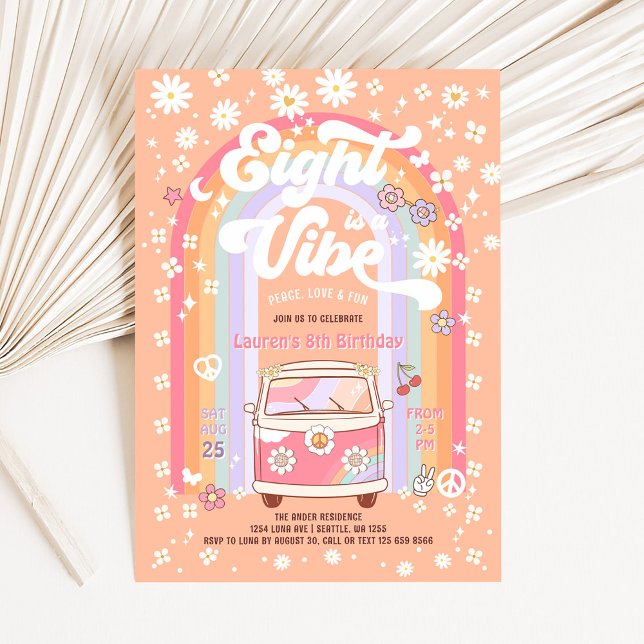 Åtta är en stämning Daisy Groovy 8-årsdag Inbjudningar (Skapare uppladdad)