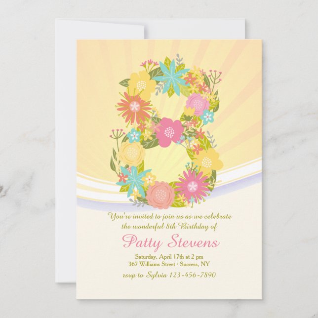 Åtta är en underbar födelsedagsinbjudan inbjudningar (Framsida)