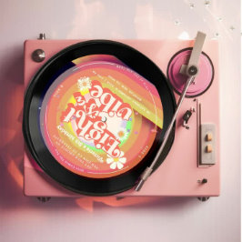 Åtta är en Vibe Groovy Retro Vinyl 8th groovy Inbjudningar