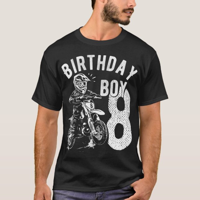 Åtta år gammal pojke - Birthday boy - Dirt Cykla - T Shirt (Framsida)