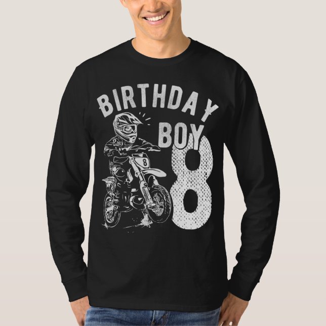 Åtta år gammal pojke - Birthday boy - Dirt Cykla - T Shirt (Framsida)
