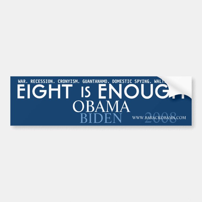 Åtta är NOG - Obama den politiska bildekalet Bildekal (Framsidan)