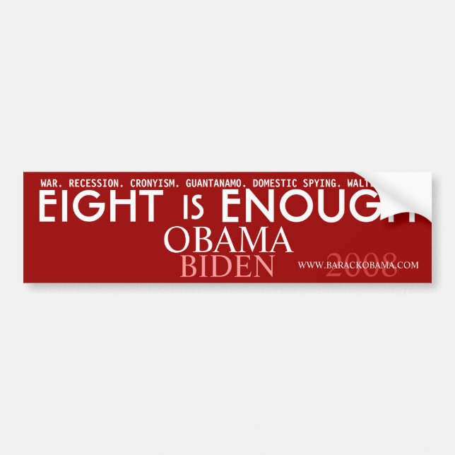 Åtta är NOG - Obama den politiska bildekalet Bildekal (Framsidan)