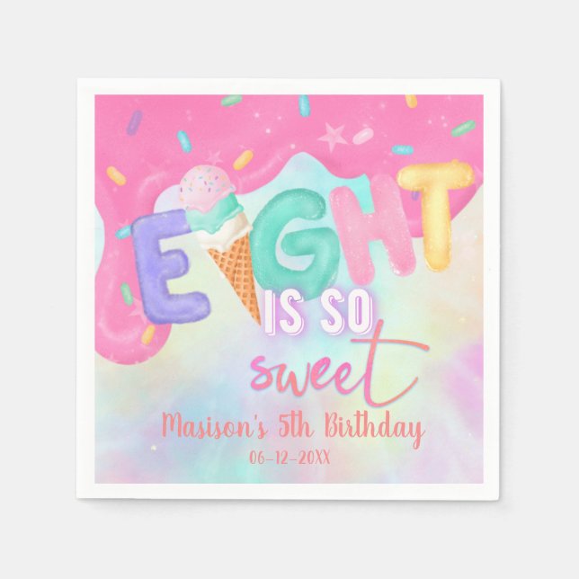 Åtta är så söt Rosa Frosting Napkins Pappersservett (Framsidan)
