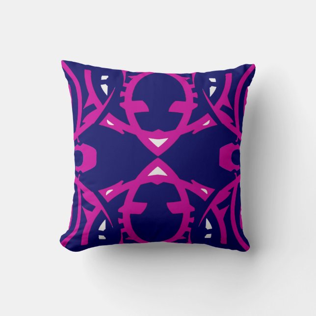 Åtta är tillräckligt på Fuchsia/White/Navy Blue Kudde (Framsida)