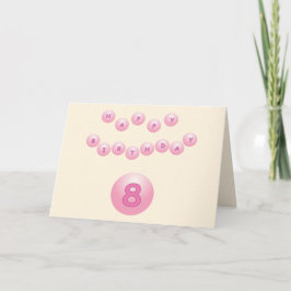 Åtta är Underbar Rosa Birthday Bollar age 8 Kort
