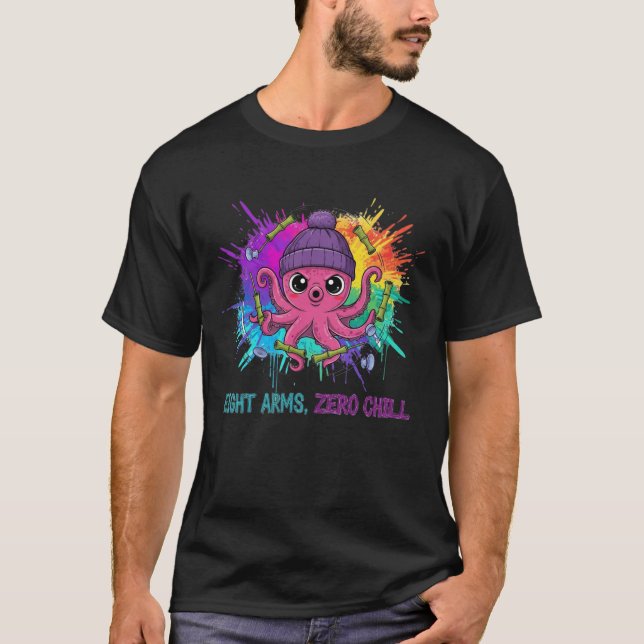 Åtta armar, noll chill – Söt rosa bläckfisk  T Shirt (Framsida)