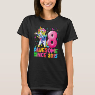 Åtta års gammal Unicorn-blomning 8:e födelsedagsfl T Shirt