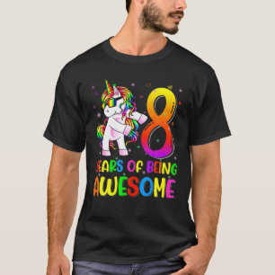 Åtta års gammal Unicorn Flossing 8:e Birthday Girl T Shirt