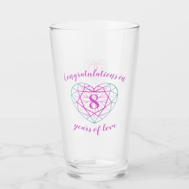 Åtta årsdagen av kärlek-turismens anpassningsbar glaskopp (Framsida)