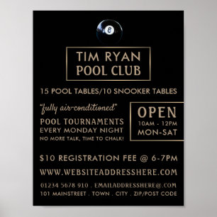 Åtta Boll, Bassäng Klubb, Snooker Klubb Advertisin Poster