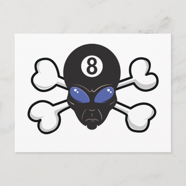 åtta boll utomhus Skull och korsben Vykort (Framsida)