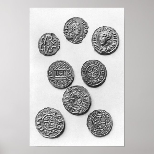 Åtta Carolingian mynt Poster (Framsidan)