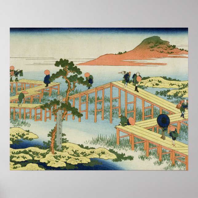 Åtta delbron, provinsen Mucawa, Japan, c.18 Poster (Framsidan)