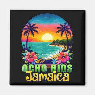 Åtta floder jamaica strand tropisk solnedgång somm magnet