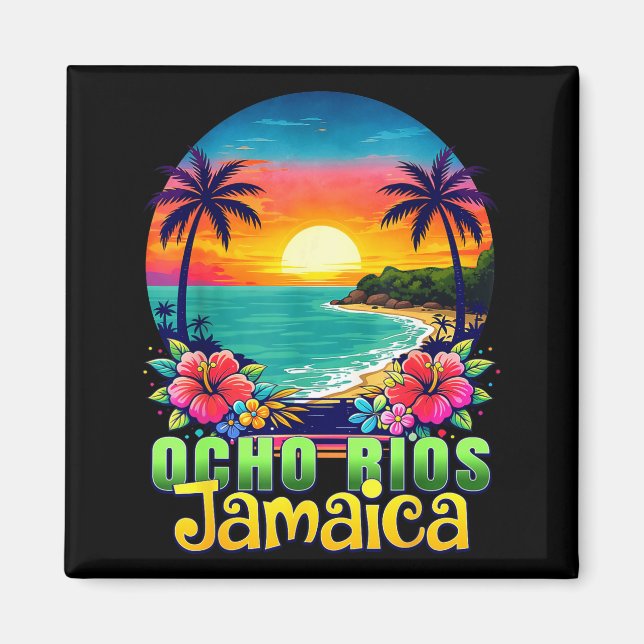 Åtta floder jamaica strand tropisk solnedgång somm magnet (Framsidan)