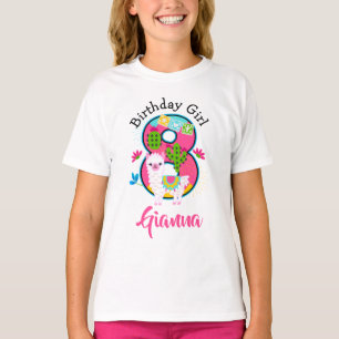 Åtta födelsedagstjejn Lama Party T-Shirt