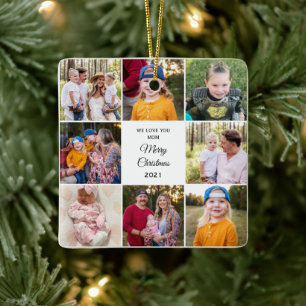 Åtta foto Vi Kärlek er Mamma jul Julgransprydnad Keramik