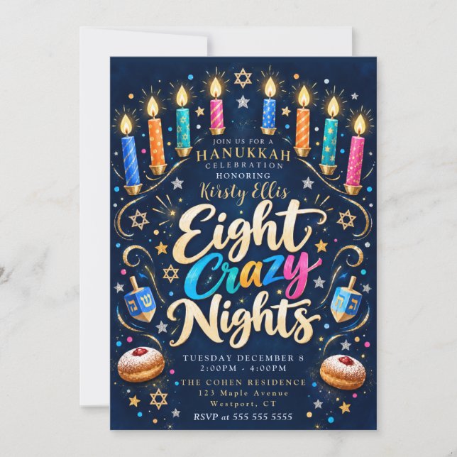 Åtta galna nätter Hanukkah Inbjudningar (Framsida)