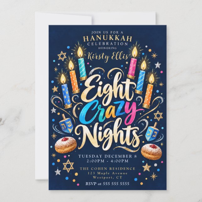 Åtta galna nätter Hanukkah Inbjudningar (Framsida)
