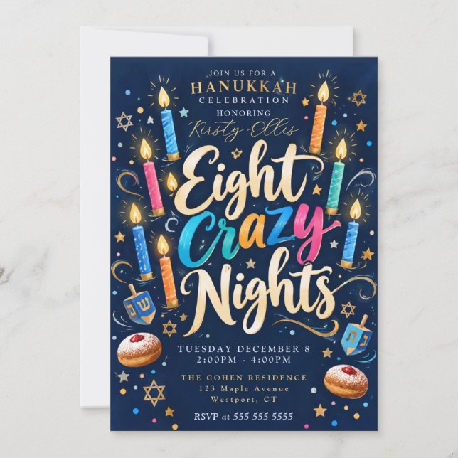 Åtta galna nätter Hanukkah Inbjudningar (Framsida)