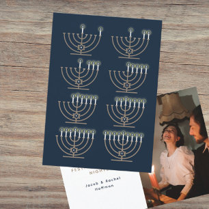 Åtta Hanukkah-nätters fotofirande kort