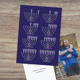Åtta Hanukkah-nätters fotofirskrift Julkort