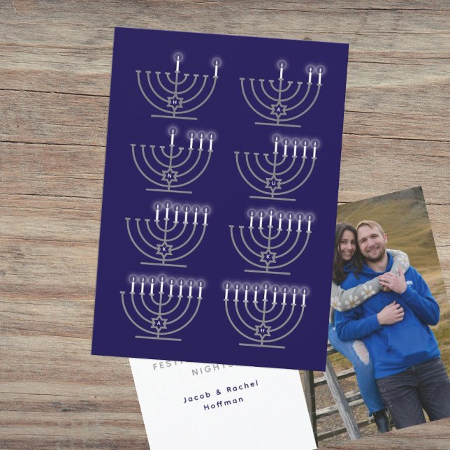 Åtta Hanukkah-nätters fotofirskrift Julkort (Skapare uppladdad)