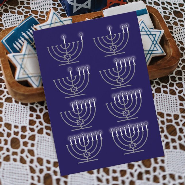 Åtta Hanukkah Nattkort, Helgdag Julkort (Skapare uppladdad)