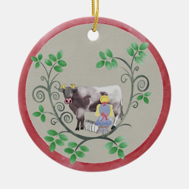 Åtta Maid a-Milking jul Ornament (Framsidan)