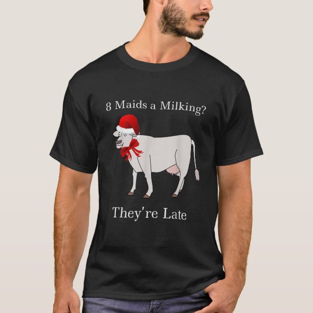 Åtta Maid Milking Finny Jul Shirt T (Framsida)