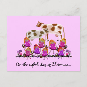 Åtta Maid Milking Postcards Helg Vykort