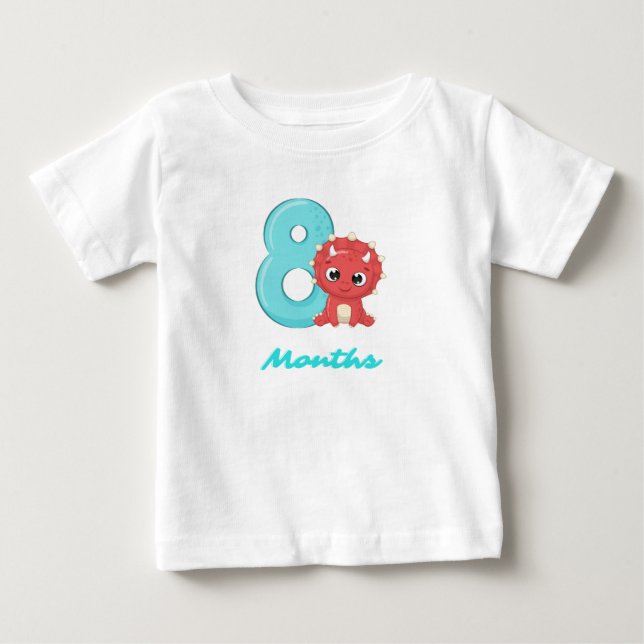 Åtta månader söt dinosaurie Baby T-Shirt (Framsida)