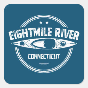 Åtta mil Floden Connecticut Kayaking Fyrkantigt Klistermärke