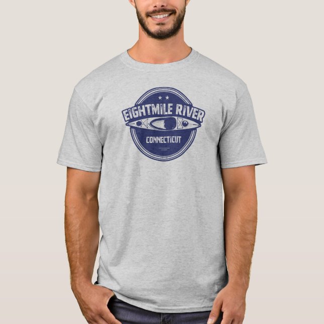 Åtta mil Floden Connecticut Kayaking T Shirt (Framsida)