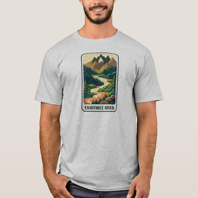 Åtta Mile River Connecticut Färger T Shirt (Framsida)