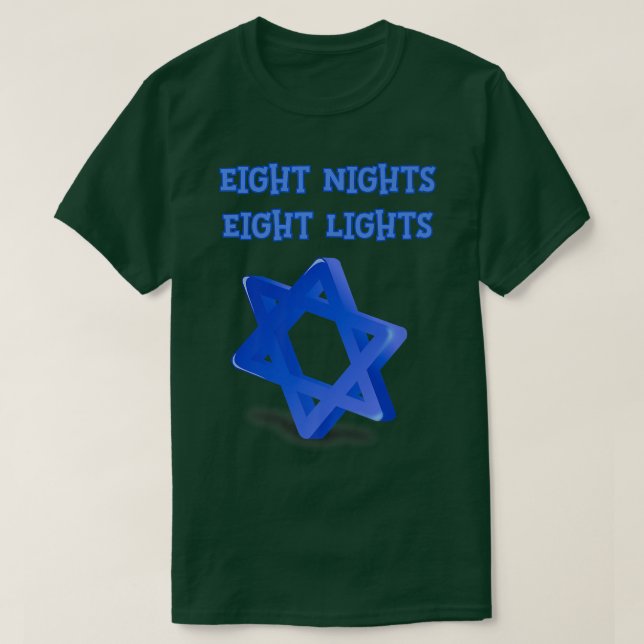 Åtta natten David Hanukkahs åtta Ljus stjärna T Shirt (Design framsida)