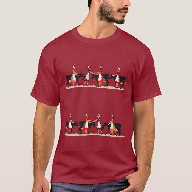 Åtta pigor mjölkar Utklippsbar stencilstil 4 T Shirt (Framsida)