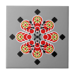 Åtta punkten Mandala, Rred, Grått och Black Kakelplatta