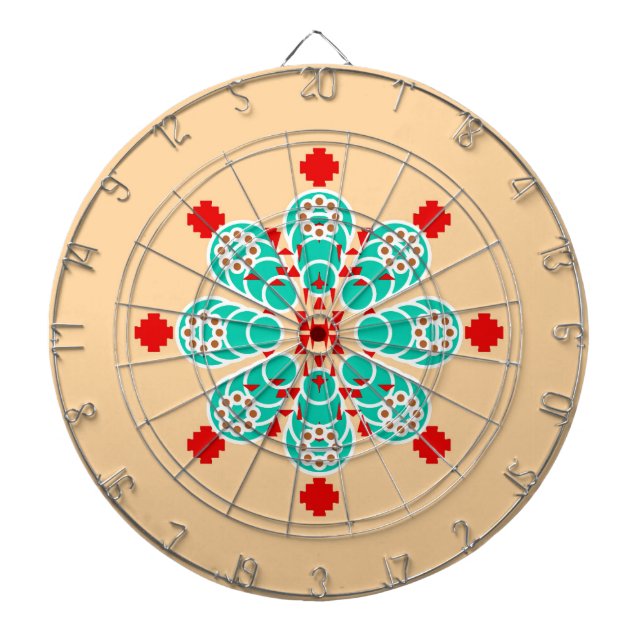 Åtta punkten Mandala - turkos och persikor Piltavla (Framsidan)