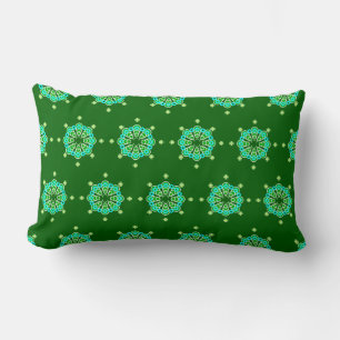 Åtta punkter Mandala, mörk jade grön och akvamarin Lumbarkudde