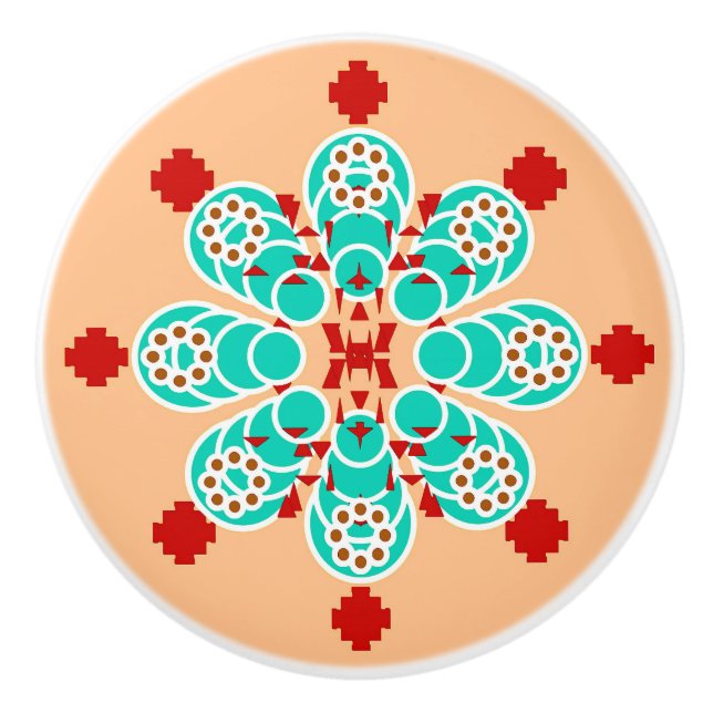 Åtta punkter Mandala - turkos och persikorosa Knopp (Framsidan)