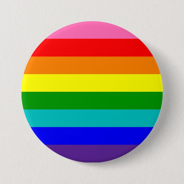 Åtta Stripe Regnbåge Pride Flagga Knapp (Framsida)