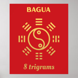 Åtta trigram - Feng Shui - Golden Poster