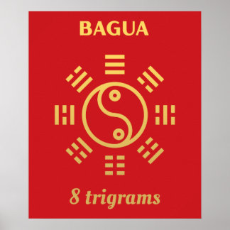 Åtta trigram - Feng Shui - Golden Poster