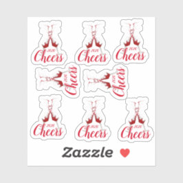 Åtta Vin glasögon som blåser röd Vin Klistermärken