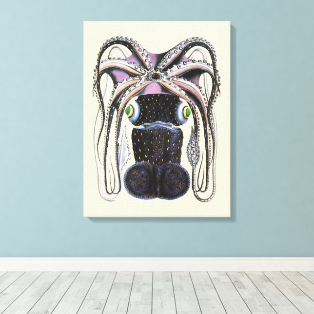 Åttaarmad bläckfisk eller jättebläckfisk, gammal m canvastryck (Insitu (trägolv))